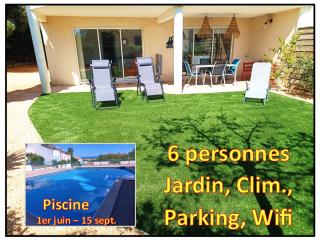 Plain-pied Jardin 6 personnes Clim Vue Mer Parking Wifi Terrasse Piscine dans la résidence - Saint Pierre La Mer - 0