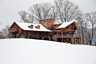 Stately Log Cabin with a Pool for a Group Getaway near Chickamauga, Georgia - Rising Fawn - 0
