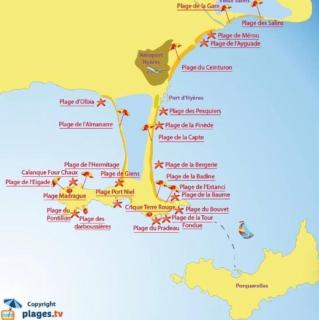 Hyères, Presqu'ile de Giens, Joli F3 indépendant, 4 pers, dans villa criques et plages à pied La Polynésie - 8