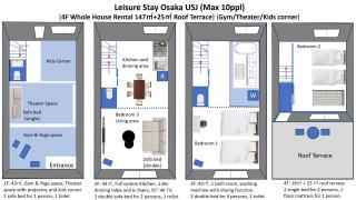 Leisure Stay Osaka USJ, 147m2, 4F Whole House Rental, Family&Group Friendly, Gym&Yoga, 10min USJ, 20min Expo 2025 - Osaka - 9