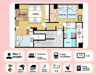 天神橋筋商店街目の前 Guest House Base-Osaka,USJ,難波すぐ,梅田まで1駅,8名様まで - Osaca - 8
