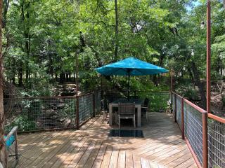 Hobbit Treehouse with waterfall on the Brazos River! 350 acres! Tubing! Petting zoo! - 1