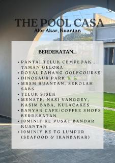 The Pool Casa Kuantan - with Private Pool, BBQ near Teluk Cempedak, Tg Lumpur, ECM, KPJ, Menara 188, 4bilik-3AC 1kipas, Ruang Tamu AC - 5