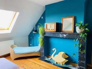 Blauwe kamer in herenhuis met 2X 1pers bed - Antwerp - 0