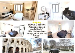 Les Arènes de Nîmes - Centre ville 10 min Gare -Parking- 2 chambres - 0