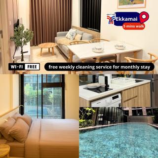 Modern pool view BTS Ekkamai-1BR - 9