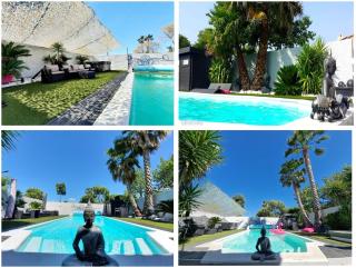 Maison avec Piscine privée chauffée 9X4m Clim TV grand ecran location saisonnière de vacances été proche plage et centre ville sud montpellier - 2