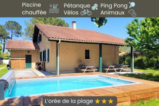 L'OREE DE LA PLAGE, 15 pers, Charmante Maison rénovée classée 3 étoiles - Piscine chauffée - Terrain de pétanque - Ping pong à Vieux-Boucau - Vieux-Boucau-les-Bains - 0