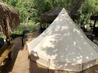 Fantastic Family-Friendly Glamping Destination: Cute Bell Tent on the Guadalupe River near New Braunfels, Texas - 5