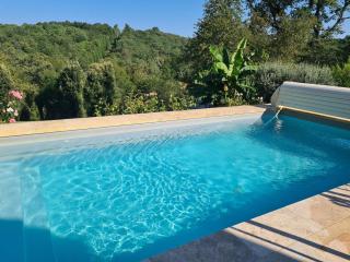 Villa en pierre- 8 pers- 4ch- Piscine & clim-Proche Sarlat- Vue panoramique - Castels - 9