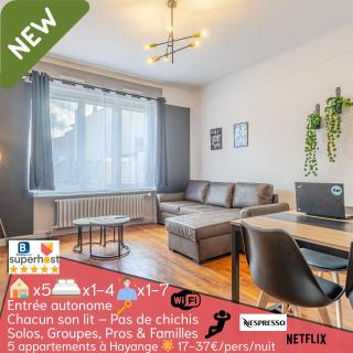 1 STUDIO & 5 APPTS - 1 à 4 lits - 1 à 7 pers - max 31 pers - 1 immeuble - Confort, Flexibilité ------ ENGLISH - 1 STUDIO & 5 APTS - 1 to 4 beds - 1 to 7 guests - up to 31 - same building -- Cattenom - Hayange - 0