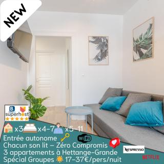 3 APPTS - 3 à 7 lits - Parfait 6 à 10 pers - max 29 pers - 1 immeuble - Convivialité, Rentabilité ------ ENGLISH - 3 APTS - 3 to 7 beds - Ideal for 6 to 10 guests - Up to 29 - Same building -- Cattenom - Hettange-Grande - 0