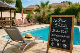Rêve D'azur en bord de mer, studio avec piscine partagée, parking Barbecue, draps inclus à la Nartelle - Sainte-Maxime - 0