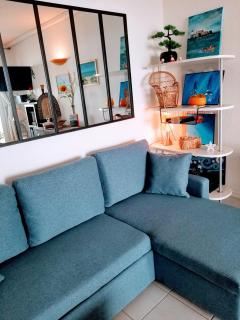 MOM' Blue Paradise F D Mer 3 étoilés 61 m2 CAP'Diem 3 clim - Idéal pour un Séjour de 15j ou plus ! Wifi, lit 160 - 4è Ascenseur, Parking, Piscine, Pétanque, Ping-pong - Pistes cyclables - Golf & Tennis à 10 mn - 8