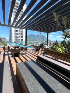 Elegante loft apartment Paseo Santa Lucia king size bed, alberca, gym, parking, kids club - 9