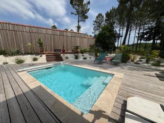 Villa Les Pins, terrasse, piscine et jardin clôt, vue forêt - Mimizan - 9