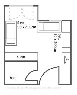 1 Zimmer Studioapartment mit bis zu 2 Einzelbetten in der Land of Living - 1