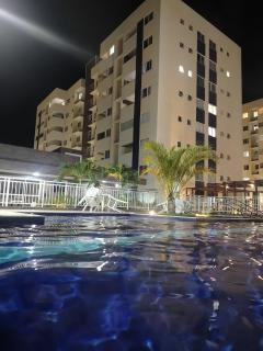 Apt 2 quartos com ar e vista para piscina, a 6 min da Praia Aruana - 0