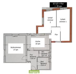 Großzügige 96 qm Wohnung mit 2 Schlafzimmern und großem Wohnzimmer - 1
