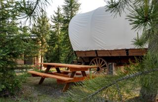 Unique Conestoga Glamping Wagon with King Bed & Private Bath | Bonners Ferry, Idaho Retreat - Bonners Ferry - 3