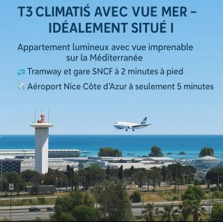 F3 ,appartement climatisé neuf, magnifique vue sur mer et aéroport, proche tram et gare sncf 1 min,aéroport 3 minutes, 3 rooms, new AC apartment, magnificent sea and airport views, close to tram and SNCF train station 1 min, airport 3 min - Nizza - 0