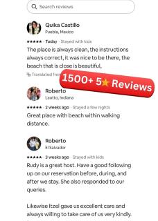Over 1600 Five Stars I 500m to Award-Winning Beach I 4 Double Beds I Kitchen AC 5A6A - Playa del Carmen - 5