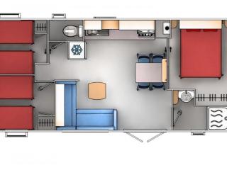 Mobil home 3 chambres avec terrasse, 6 personnes - API-1-52-338 - 6