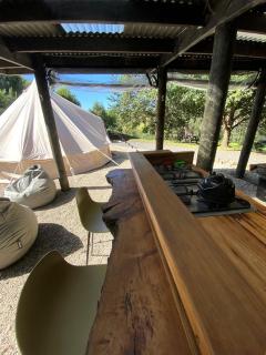 Off-Grid Bell Tent Glampsite Overlooking Creek, with Outdoor Fireplace in Waikato, New Zealand - 9
