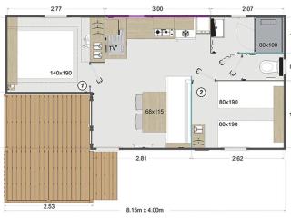 Mobil home cosy 4 pers avec terrasse - API-1-52-448 - 3