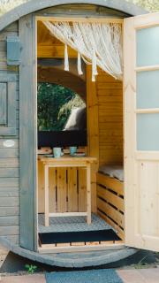 Schlaffass Natursee-Chalet mit Sanitärfass,Hot Tub,Sauna,Jacuzzi,angeln - 7