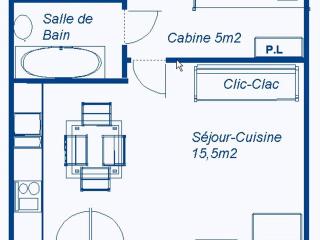 Studio cabine 3 pers Sud avec balcon en 1ère ligne neige - FR-1-840-51 - 7