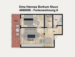 Oma Hannas Borkum Stuuv Ferienwohnung 6 - 1