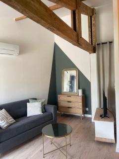 Logement entièrement rénové entre le bourg et les plages océanes, calme et confort climatisé, terrasse spacieuse, WIFI, parking gratuit, linge et ménage compris, proche des commerces ouverts toute l'année - 1