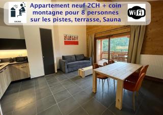 Dans résidence neuve LE SNOW ROC sur les pistes, appartement 8 personnes 2 chambres et coin montagne avec Terrasse WIFI et SAUNA - 0