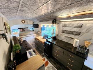Rustic Converted School Bus with Outdoor Shower Near ORV Trails in Manistee National Forest, Michigan - 5
