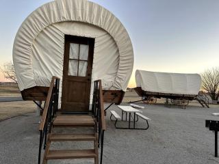 Rustic Conestoga Glamping Covered Wagon for Amazing Getaways to Oklahoma Farm - 3