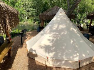 Relaxation and Fun Combined Glamping Tents M & In-Water Picnic Table L in Kingsbury, TX - 2