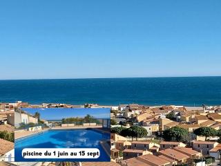 DUPLEX PLEINE VUE MER PISCINE parking fibre wifi plage a pied 5 minutes st pierre la mer - 2