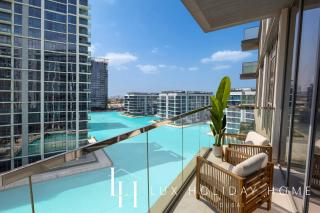 LUX 2BR Lagoon View District One, 10 to 15 min Burj Khalifa - 0