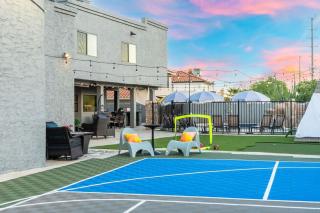 Luxe Pickleball Heated Pool Slide Basketball Court - 9