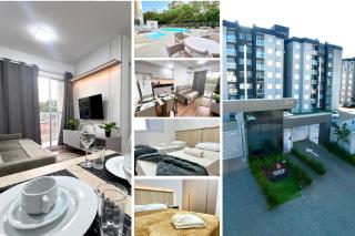 Apartamento Inteiro - 2 Quartos com AC - Wifi 1000mb - Piscina - 1 Vaga de Garagem - Elevador - Sacada Gourmet - Indicado para Grupos, Hospedes a Trabalho, Família e Pets - 0