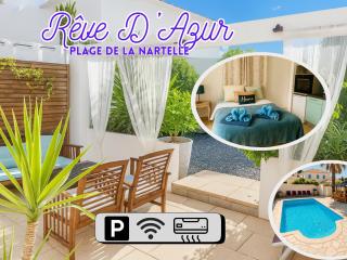 Rêve D'azur plage de la Nartelle studio 20m2 avec piscine partagée, parking Barbecue, draps inclus à la Nartelle - 0