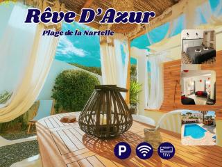 Rêve D'azur plage de la Nartelle, maison Julia avec Piscine partagée, Parking & Terrasse BBQ, Wifi et Draps Inclus - 0