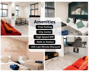 Stylish 2 Bed 2 Bath Apartment - Sleeps 5 - 3 Mins to St Margarets Station & Highcross - Free Parking - 0