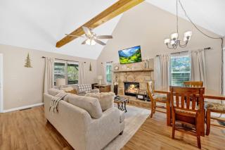 Warm Modern Lodge Hot Tub Fireplace Pacman - 4