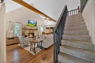 Warm Modern Lodge Hot Tub Fireplace Pacman - 3