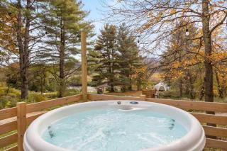 Designer A-Frame Treehouse with hot tub on river - 6