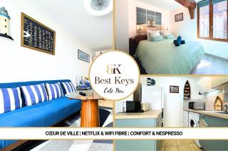 Côté Mer - Appartement Chaleureux & Cosy - Déco Bord de Mer - Centre-Ville Rue Commerçante - Smart TV Netflix & WiFi Fibre - Cuisine Équipée & Nespresso - Check-in Autonome - Parking Facile à Proximité - Confort & Sérénité - 0