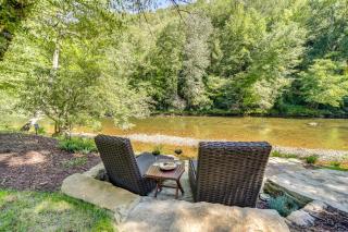 Deck and Mtn Views Riverfront Cullowhee Home - 9