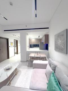 Chic 1BR Retreat with Infinity Pool and Sauna in JVC, Dubai - 3